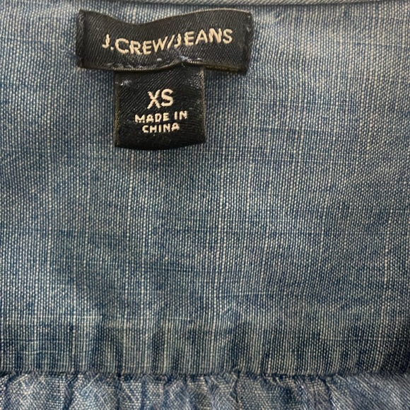 J. CREW Blue Chambray Wrap Top with Distressed Silver Star Print XS - Picture 4 of 8